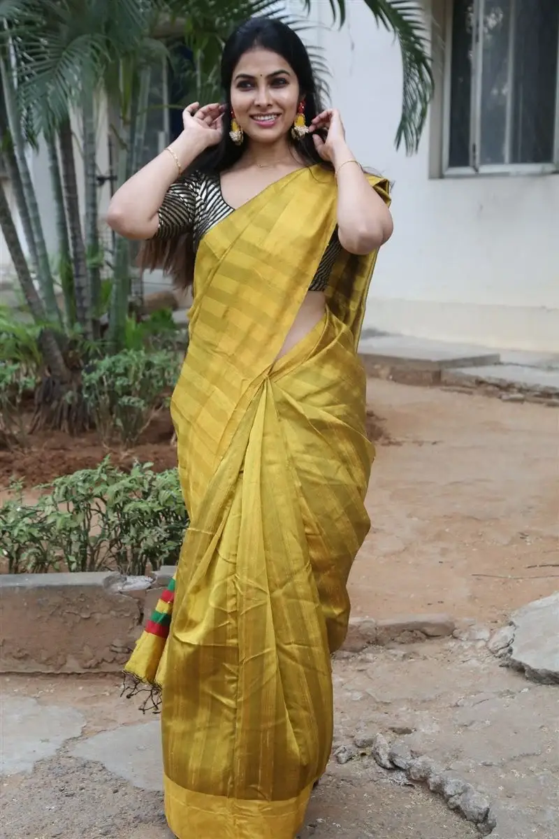 ACTRESS DIVI VADTHYA IN YELLOW SAREE AT LAMBASINGI MOVIE MEET 18